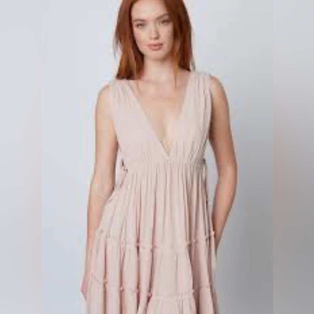 Cotton Candy La - Ruffle Tan Dress (NEW WITH TAGS)
